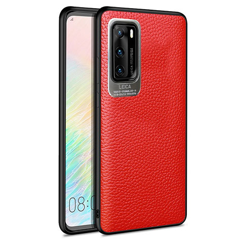 Silikon Hülle Handyhülle Gummi Schutzhülle Leder Tasche S08 für Huawei P40 Rot