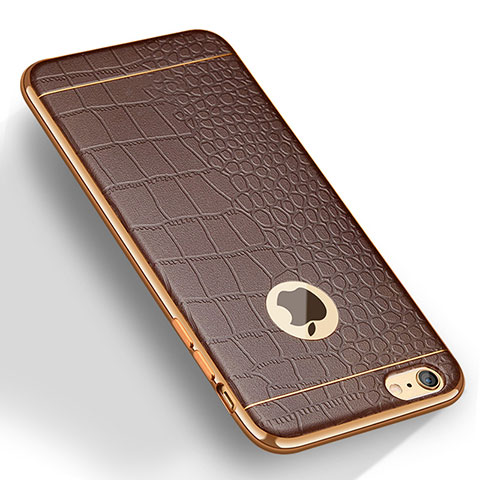 Silikon Hülle Handyhülle Gummi Schutzhülle Leder W01 für Apple iPhone 6 Braun