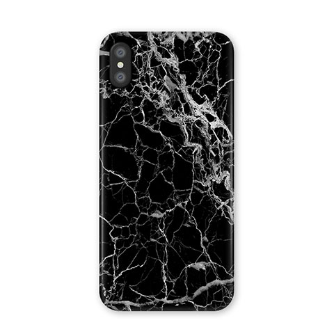 Silikon Hülle Handyhülle Gummi Schutzhülle Marmor Muster P02 für Apple iPhone Xs Schwarz