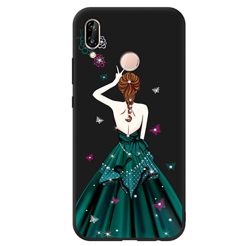 Silikon Hülle Handyhülle Gummi Schutzhülle Motiv Kleid Mädchen für Huawei Nova 3e Grün