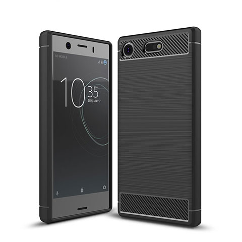 Silikon Hülle Handyhülle Gummi Schutzhülle Tasche Köper für Sony Xperia XZ1 Compact Schwarz