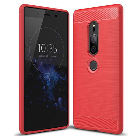 Silikon Hülle Handyhülle Gummi Schutzhülle Tasche Köper für Sony Xperia XZ2 Premium Rot