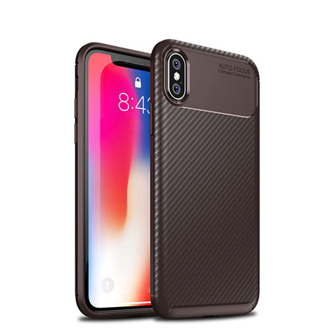 Silikon Hülle Handyhülle Gummi Schutzhülle Tasche Köper S01 für Apple iPhone Xs Max Braun