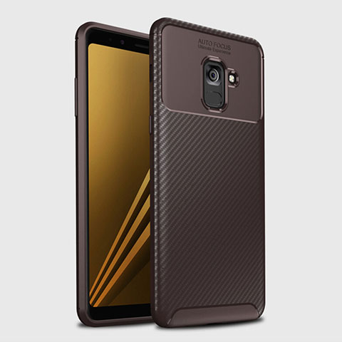 Silikon Hülle Handyhülle Gummi Schutzhülle Tasche Köper S01 für Samsung Galaxy A8+ A8 Plus (2018) Duos A730F Braun