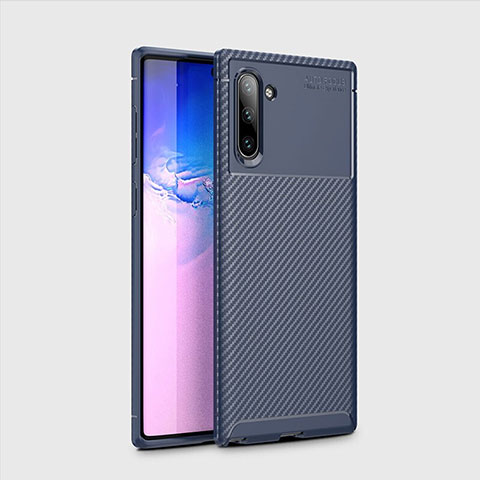 Silikon Hülle Handyhülle Gummi Schutzhülle Tasche Köper S01 für Samsung Galaxy Note 10 Blau