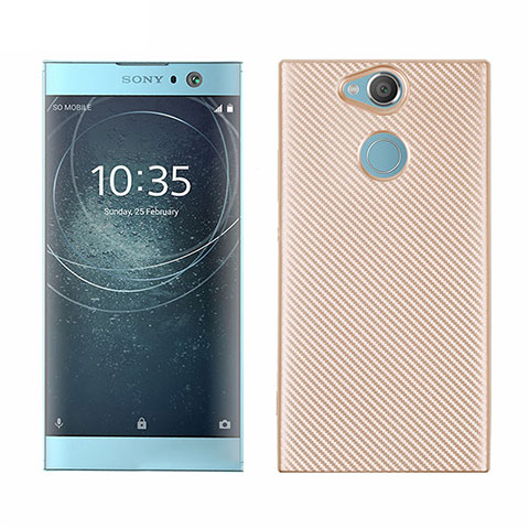 Silikon Hülle Handyhülle Gummi Schutzhülle Tasche Köper S01 für Sony Xperia XA2 Plus Gold