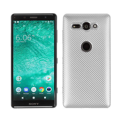 Silikon Hülle Handyhülle Gummi Schutzhülle Tasche Köper S01 für Sony Xperia XZ2 Compact Silber