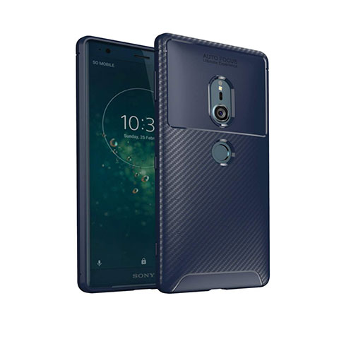 Silikon Hülle Handyhülle Gummi Schutzhülle Tasche Köper S02 für Sony Xperia XZ2 Blau