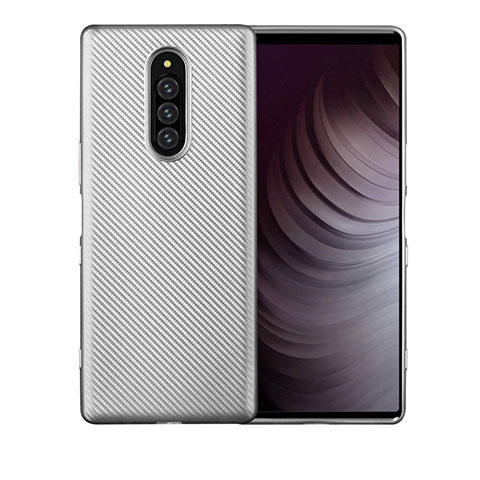 Silikon Hülle Handyhülle Gummi Schutzhülle Tasche Köper T01 für Sony Xperia 1 Silber