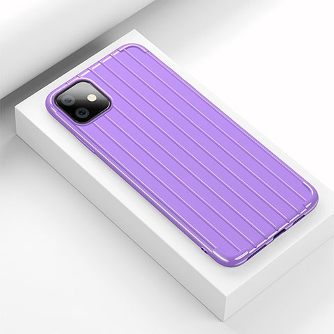 Silikon Hülle Handyhülle Gummi Schutzhülle Tasche Line C01 für Apple iPhone 11 Violett