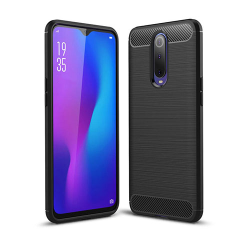 Silikon Hülle Handyhülle Gummi Schutzhülle Tasche Line C01 für Oppo R17 Pro Schwarz