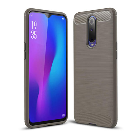 Silikon Hülle Handyhülle Gummi Schutzhülle Tasche Line C01 für Oppo RX17 Pro Grau