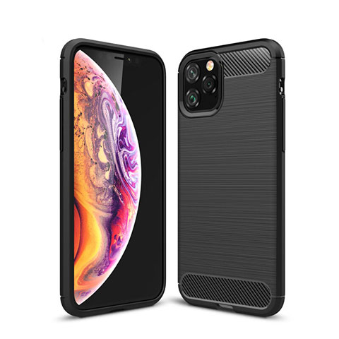 Silikon Hülle Handyhülle Gummi Schutzhülle Tasche Line C02 für Apple iPhone 11 Pro Schwarz