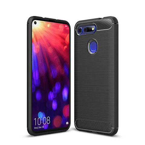 Silikon Hülle Handyhülle Gummi Schutzhülle Tasche Line C02 für Huawei Honor V20 Schwarz