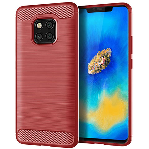 Silikon Hülle Handyhülle Gummi Schutzhülle Tasche Line C02 für Huawei Mate 20 Pro Rot