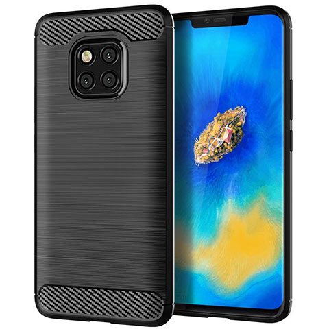 Silikon Hülle Handyhülle Gummi Schutzhülle Tasche Line C02 für Huawei Mate 20 Pro Schwarz