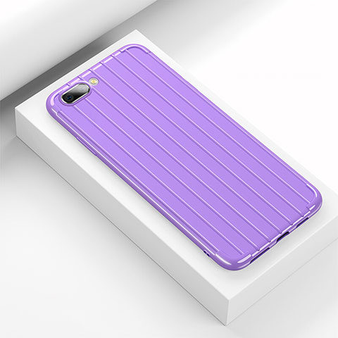 Silikon Hülle Handyhülle Gummi Schutzhülle Tasche Line C02 für Oppo R17 Neo Violett