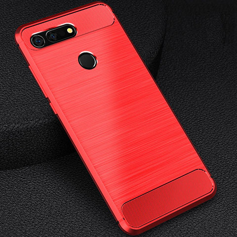 Silikon Hülle Handyhülle Gummi Schutzhülle Tasche Line C03 für Huawei Honor View 20 Rot