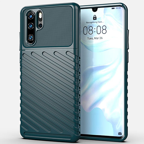 Silikon Hülle Handyhülle Gummi Schutzhülle Tasche Line C03 für Huawei P30 Pro New Edition Grün