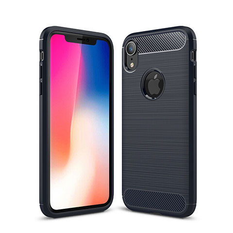 Silikon Hülle Handyhülle Gummi Schutzhülle Tasche Line für Apple iPhone XR Blau