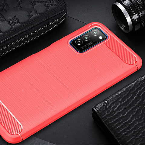 Silikon Hülle Handyhülle Gummi Schutzhülle Tasche Line für Huawei Honor View 30 5G Rot