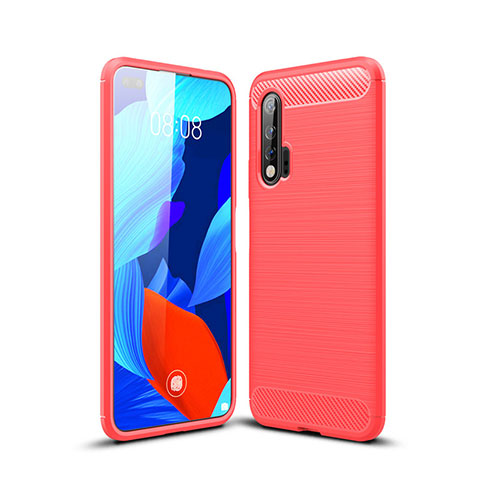 Silikon Hülle Handyhülle Gummi Schutzhülle Tasche Line für Huawei Nova 6 5G Rot