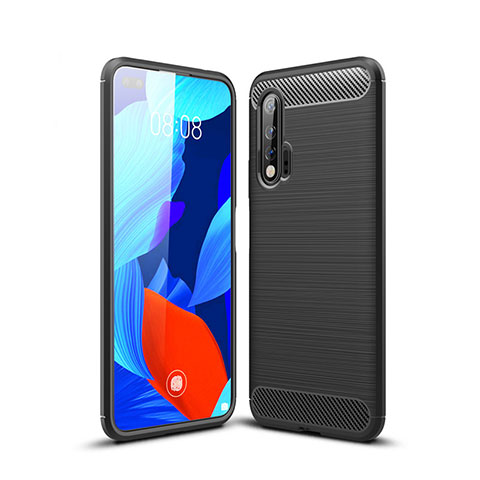 Silikon Hülle Handyhülle Gummi Schutzhülle Tasche Line für Huawei Nova 6 5G Schwarz