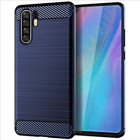 Silikon Hülle Handyhülle Gummi Schutzhülle Tasche Line für Huawei P30 Pro Blau