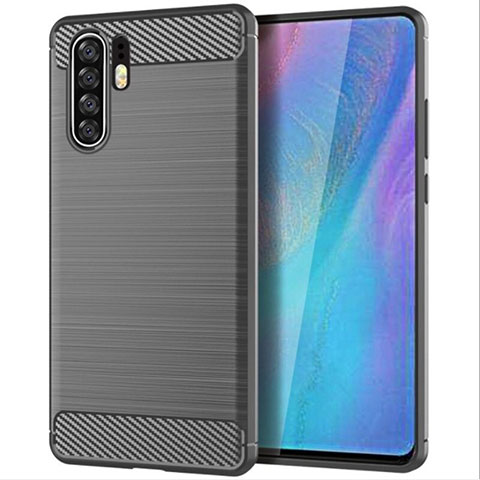 Silikon Hülle Handyhülle Gummi Schutzhülle Tasche Line für Huawei P30 Pro New Edition Grau