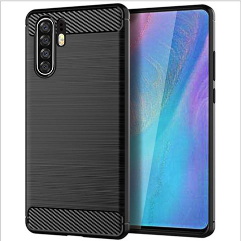 Silikon Hülle Handyhülle Gummi Schutzhülle Tasche Line für Huawei P30 Pro New Edition Schwarz