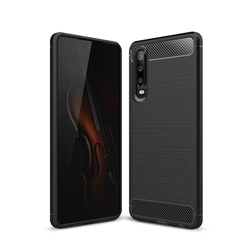 Silikon Hülle Handyhülle Gummi Schutzhülle Tasche Line für Huawei P30 Schwarz