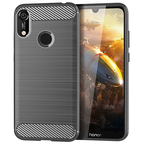 Silikon Hülle Handyhülle Gummi Schutzhülle Tasche Line für Huawei Y6 (2019) Grau