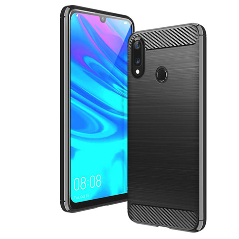 Silikon Hülle Handyhülle Gummi Schutzhülle Tasche Line für Huawei Y7 Pro (2019) Schwarz