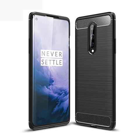 Silikon Hülle Handyhülle Gummi Schutzhülle Tasche Line für OnePlus 8 Schwarz