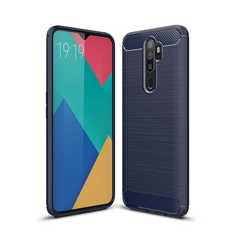 Silikon Hülle Handyhülle Gummi Schutzhülle Tasche Line für Oppo A11 Blau