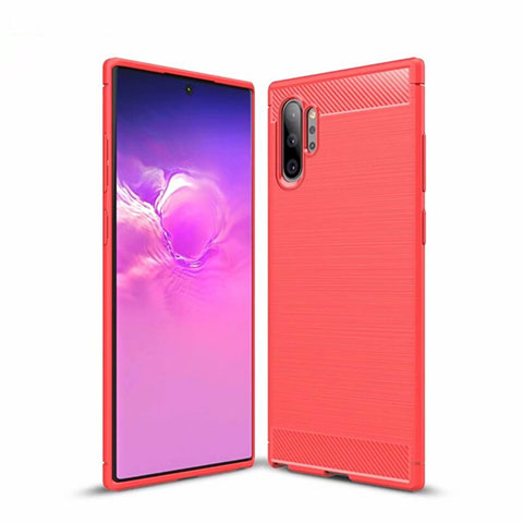 Silikon Hülle Handyhülle Gummi Schutzhülle Tasche Line für Samsung Galaxy Note 10 Plus 5G Rot