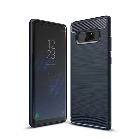 Silikon Hülle Handyhülle Gummi Schutzhülle Tasche Line für Samsung Galaxy Note 8 Blau