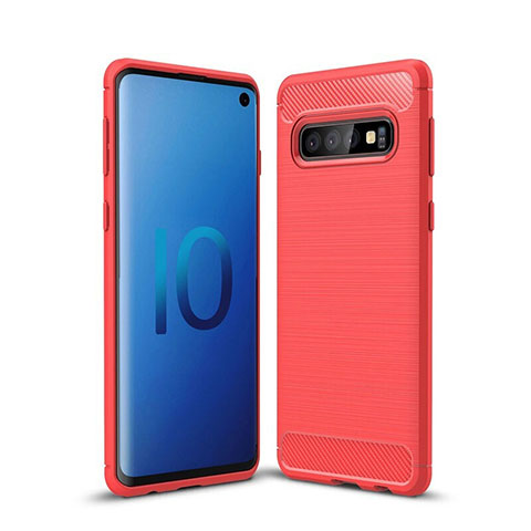 Silikon Hülle Handyhülle Gummi Schutzhülle Tasche Line für Samsung Galaxy S10 5G Rot