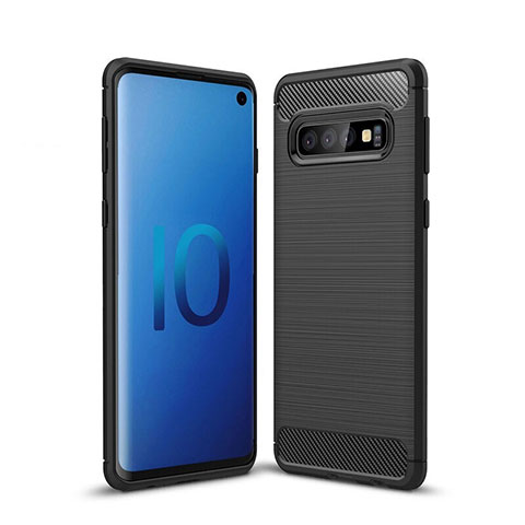 Silikon Hülle Handyhülle Gummi Schutzhülle Tasche Line für Samsung Galaxy S10 Schwarz