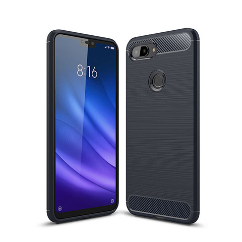 Silikon Hülle Handyhülle Gummi Schutzhülle Tasche Line für Xiaomi Mi 8 Lite Blau