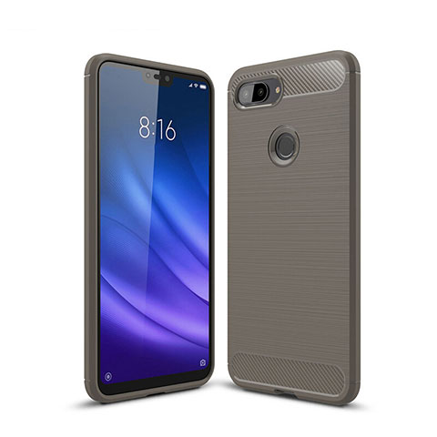 Silikon Hülle Handyhülle Gummi Schutzhülle Tasche Line für Xiaomi Mi 8 Lite Grau