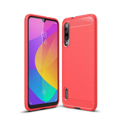 Silikon Hülle Handyhülle Gummi Schutzhülle Tasche Line für Xiaomi Mi A3 Rot