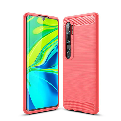 Silikon Hülle Handyhülle Gummi Schutzhülle Tasche Line für Xiaomi Mi Note 10 Pro Rot