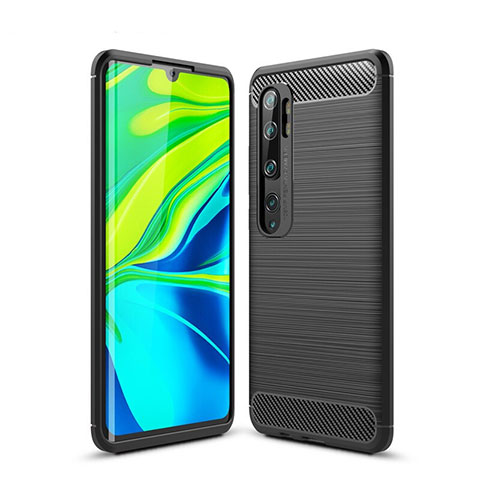 Silikon Hülle Handyhülle Gummi Schutzhülle Tasche Line für Xiaomi Mi Note 10 Pro Schwarz