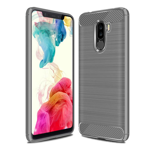 Silikon Hülle Handyhülle Gummi Schutzhülle Tasche Line für Xiaomi Pocophone F1 Grau