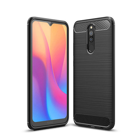 Silikon Hülle Handyhülle Gummi Schutzhülle Tasche Line für Xiaomi Redmi 8 Schwarz