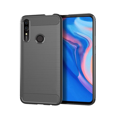 Silikon Hülle Handyhülle Gummi Schutzhülle Tasche Line S01 für Huawei P Smart Z Grau