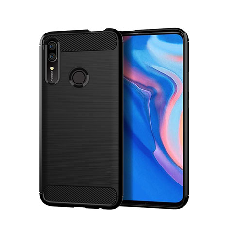 Silikon Hülle Handyhülle Gummi Schutzhülle Tasche Line S01 für Huawei P Smart Z Schwarz