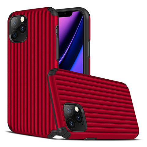 Silikon Hülle Handyhülle Gummi Schutzhülle Tasche Line Z01 für Apple iPhone 11 Pro Max Rot