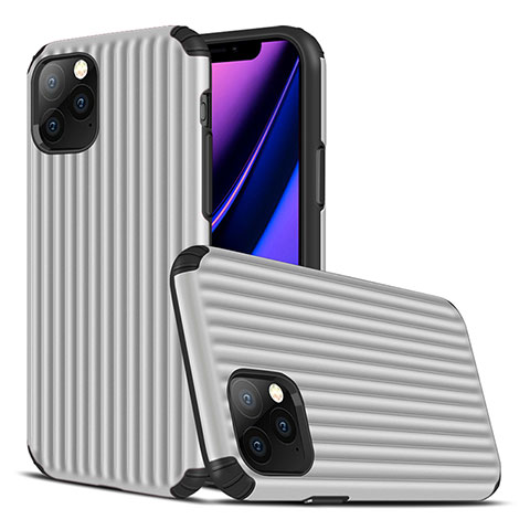 Silikon Hülle Handyhülle Gummi Schutzhülle Tasche Line Z01 für Apple iPhone 11 Pro Silber